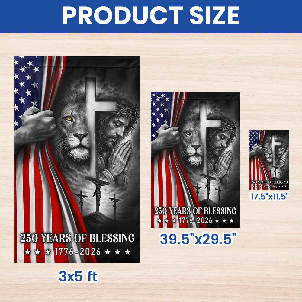 250 Years of Blessing American Flag, Lion Of Judah Jesus God US Flag