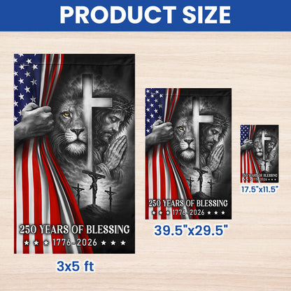 250 Years of Blessing American Flag, Lion Of Judah Jesus God US Flag