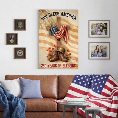 250 Years of Blessing Canvas Wall Art, God Bless America Christian Decor