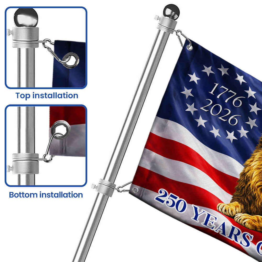 250 Years of Blessings American Grommet Flag,  Jewish The Lamb And Lion of Judah Decor