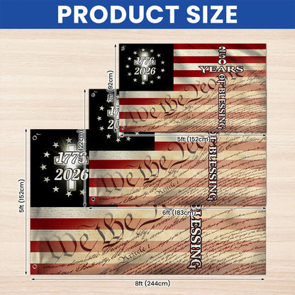 Christian Cross US Flag, 250 Years of Blessing We The People Grommet Flag