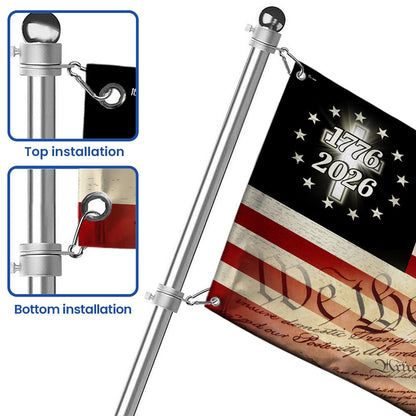 Christian Cross US Flag, 250 Years of Blessing We The People Grommet Flag