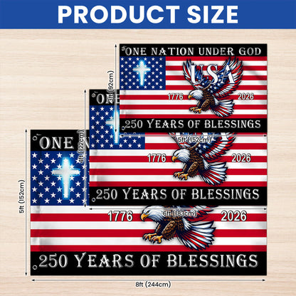 Christian Cross Flag, 250 Years of Blessings Patriotic Eagle Grommet Flag