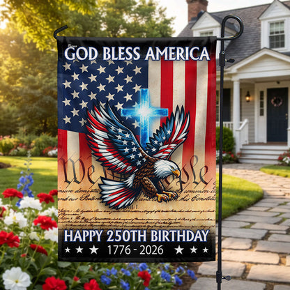 Christian Eagle Cross American Flag, 1776 2026 God Bless America US Flag