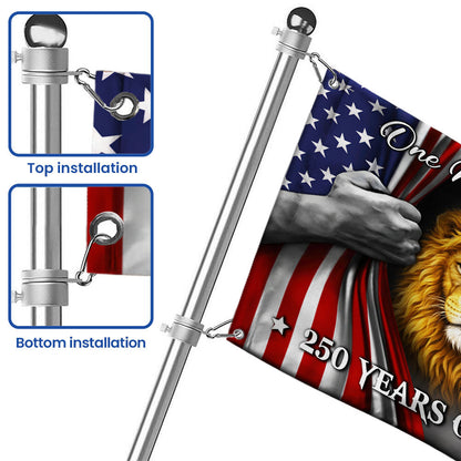 One Nation Under God 250 Years of Blessings Lion Jesus God Grommet Flag