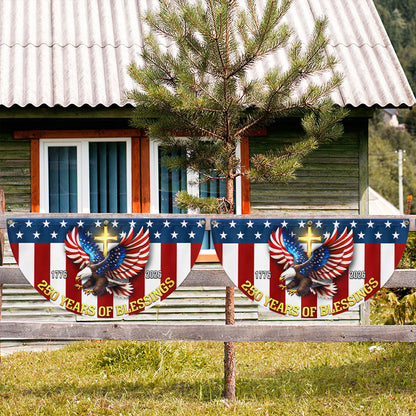 250 Years of Blessings 1776 2026 Patriotic Eagle Cross Fan Flag