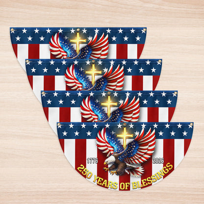 250 Years of Blessings 1776 2026 Patriotic Eagle Cross Fan Flag