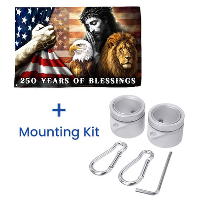 250 Years of Blessings Patriotic Eagle Lion Of Judah Jesus God Grommet Flag