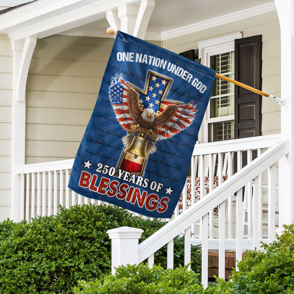 Christian Patriotic Flag, 250 Years of Blessings One Nation Under God Decor
