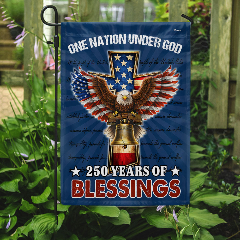 Christian Patriotic Flag, 250 Years of Blessings One Nation Under God Decor