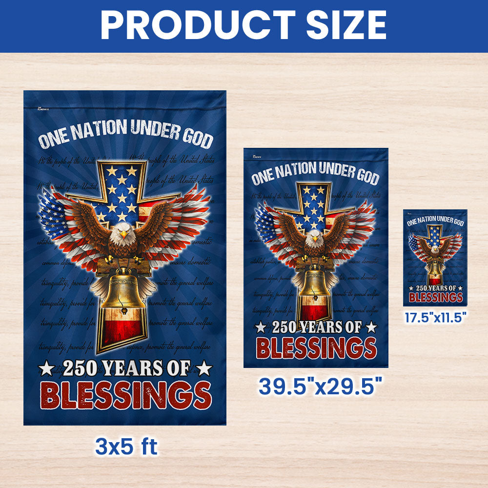 Christian Patriotic Flag, 250 Years of Blessings One Nation Under God Decor