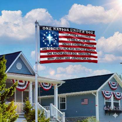 One Nation Under God 1776 2026 The Original Pledge of Allegiance Grommet Flag