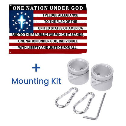 One Nation Under God 1776 2026 The Original Pledge of Allegiance Grommet Flag