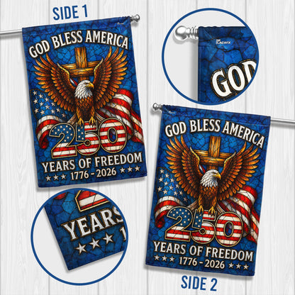 250 Years of Freedom God Bless America Stained Glass US Flag