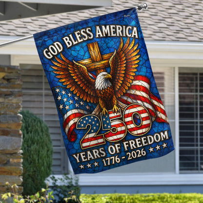 250 Years of Freedom God Bless America Stained Glass US Flag
