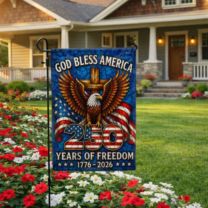 250 Years of Freedom God Bless America Stained Glass US Flag