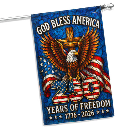 250 Years of Freedom God Bless America Stained Glass US Flag