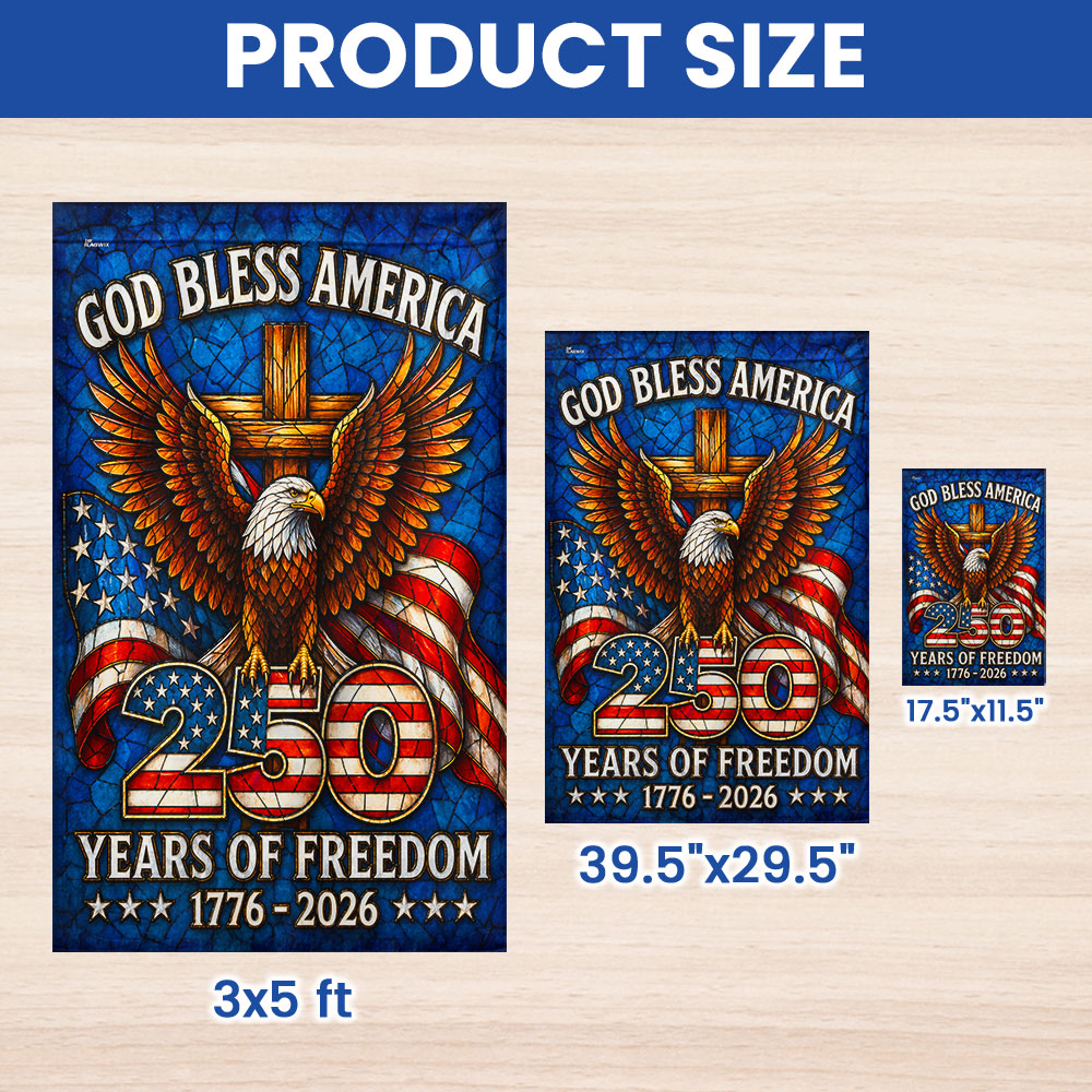 250 Years of Freedom God Bless America Stained Glass US Flag