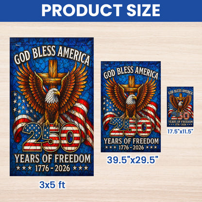 250 Years of Freedom God Bless America Stained Glass US Flag
