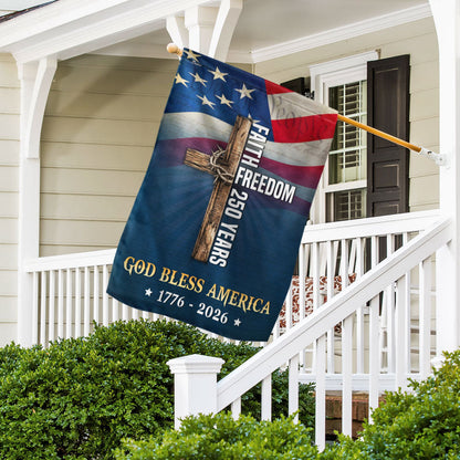 Christian Cross Flag, God Bless America Faith Freedom 250 Years US Flag