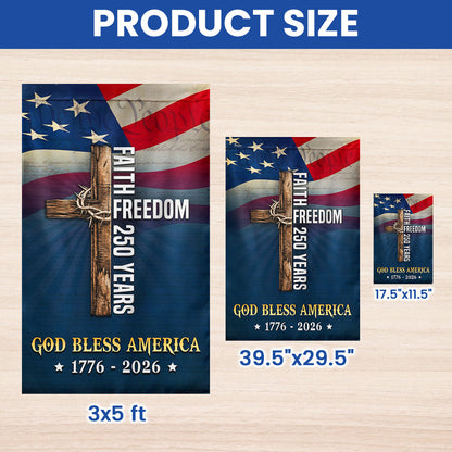 Christian Cross Flag, God Bless America Faith Freedom 250 Years US Flag