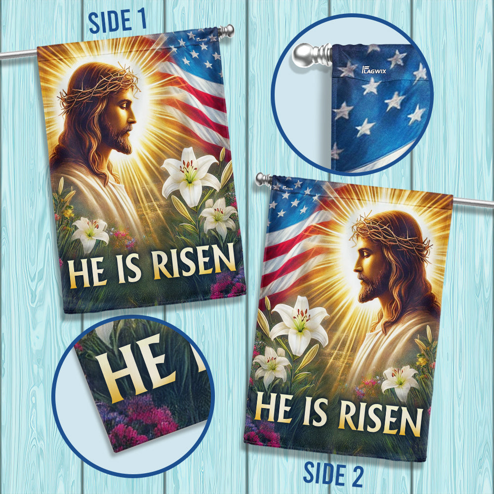 He is Risen Religious Easter Day Flag
