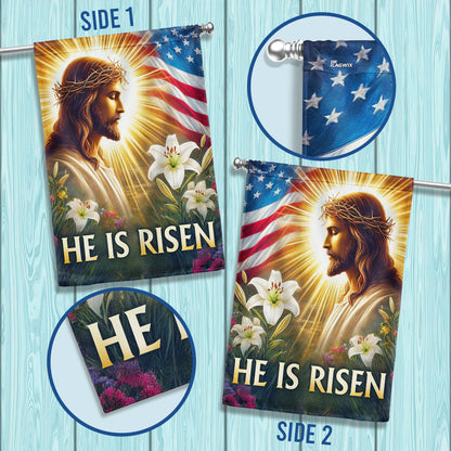 He is Risen Religious Easter Day Flag