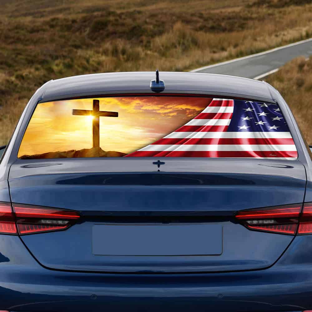My God. Jesus. Christian Cross Rear Window Decal