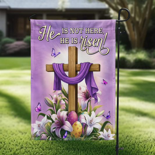 Easter Cross and Lily Flag He Is Not Here He Is Risen Flag