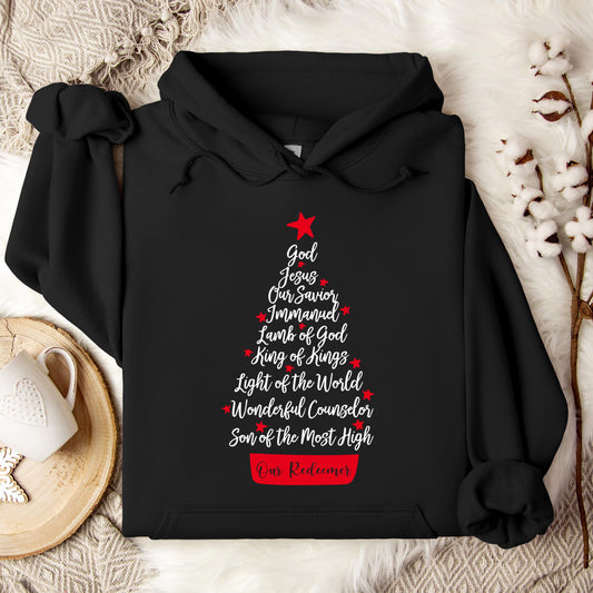 Name Of Jesus Christmas Tree 01 Hoodie