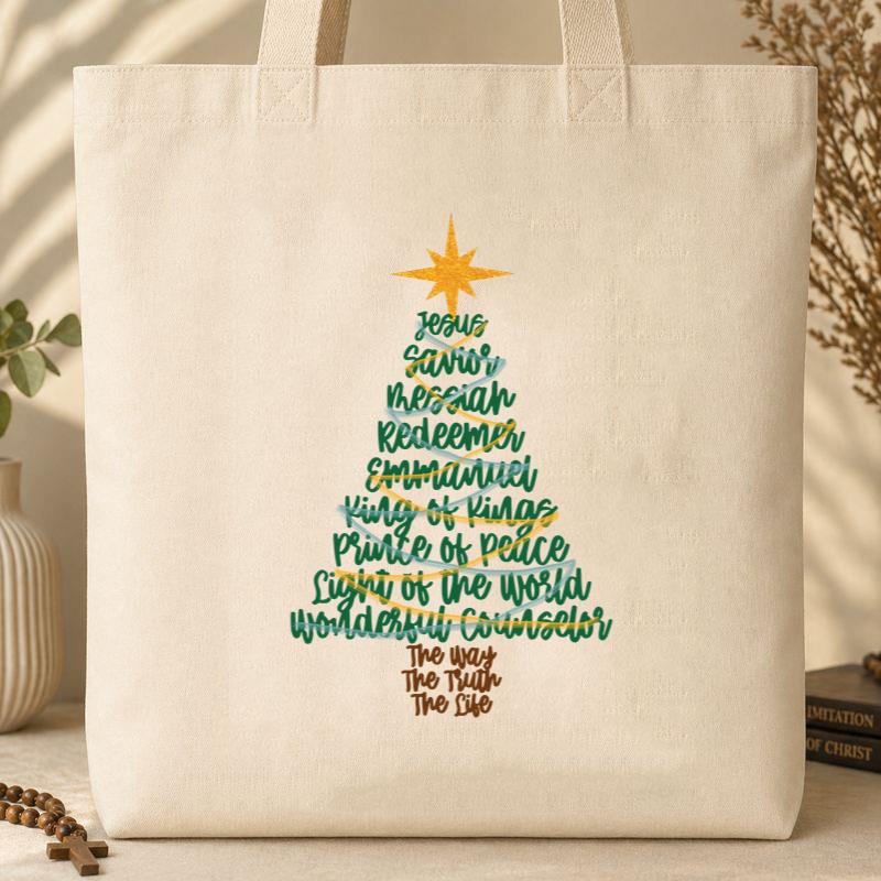 Name Of Jesus Christmas Tree 02 Tote Bag