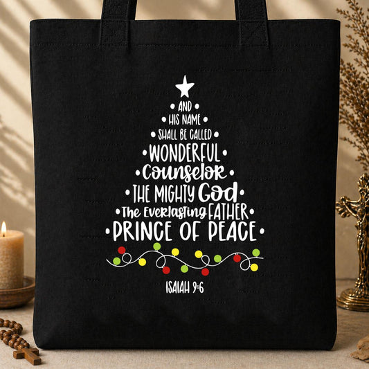Name Of Jesus Christmas Tree Isaiah 9.6 Tote Bag