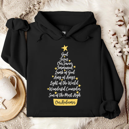 Name Of Jesus Christmas Tree Hoodie