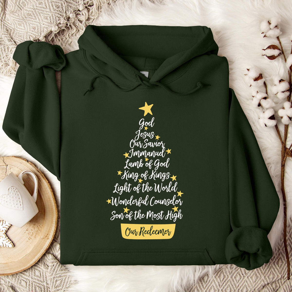 Name Of Jesus Christmas Tree Hoodie