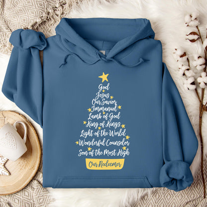 Name Of Jesus Christmas Tree Hoodie