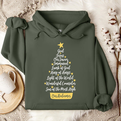 Name Of Jesus Christmas Tree Hoodie