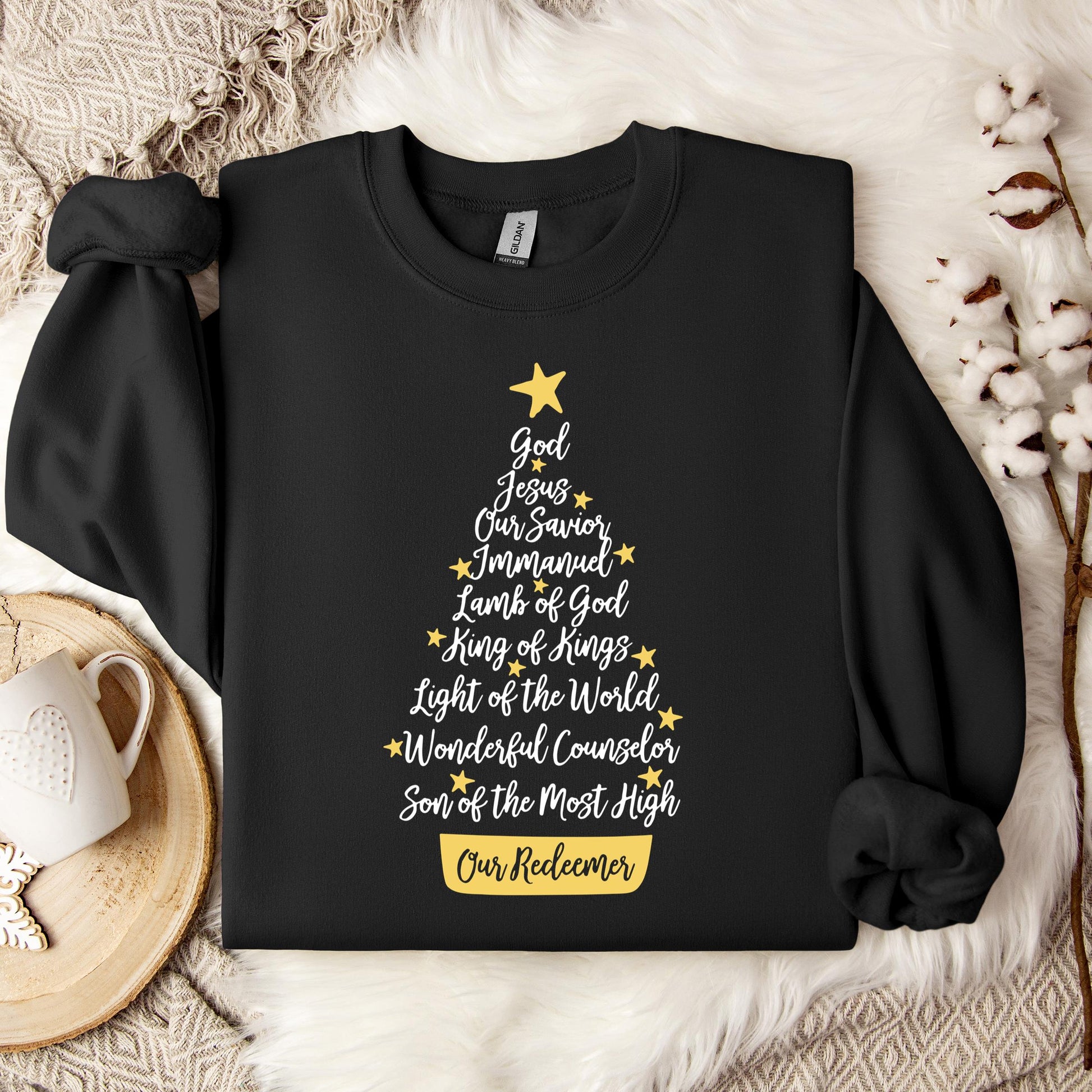Name Of Jesus Christmas Tree Sweatshirt
