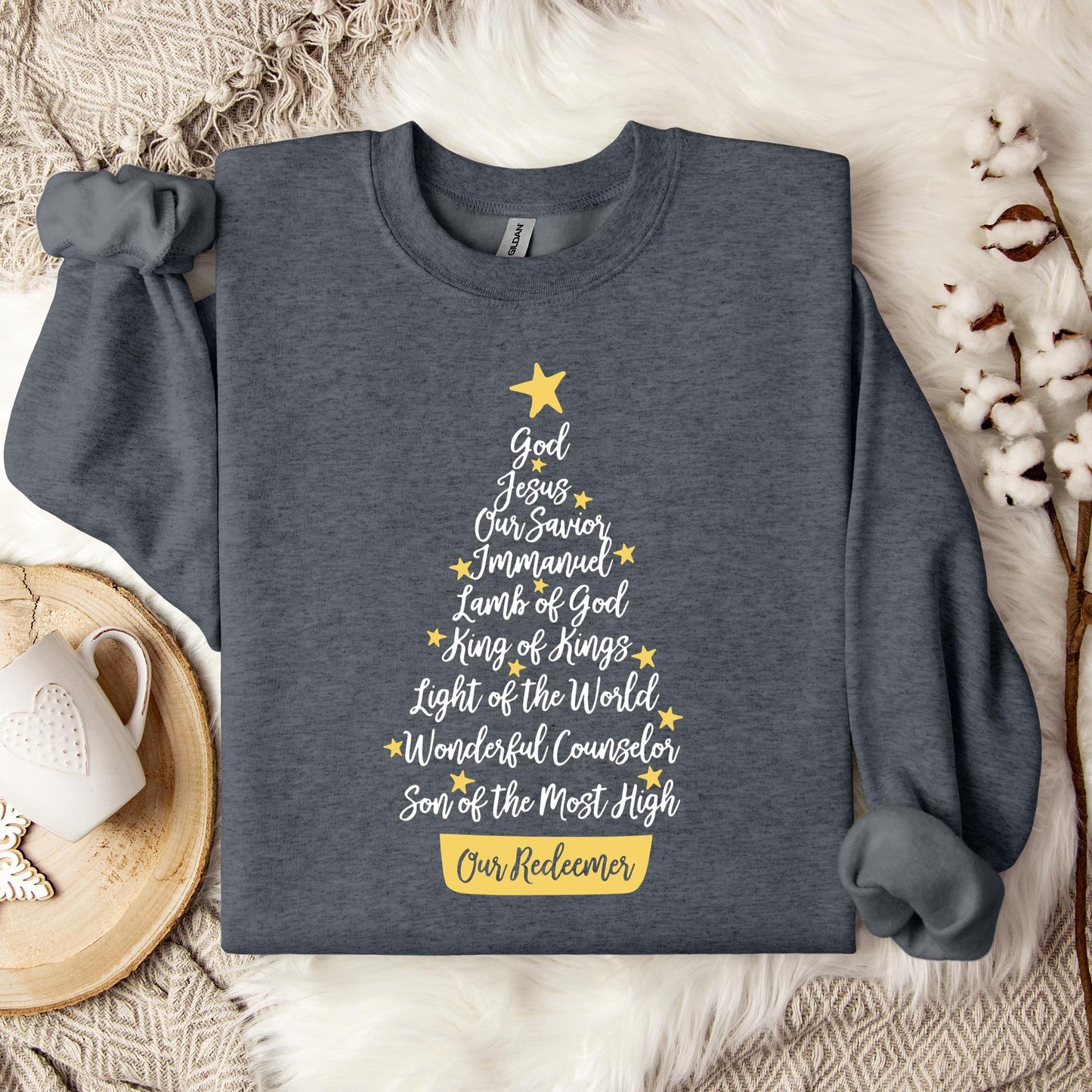 Name Of Jesus Christmas Tree Sweatshirt