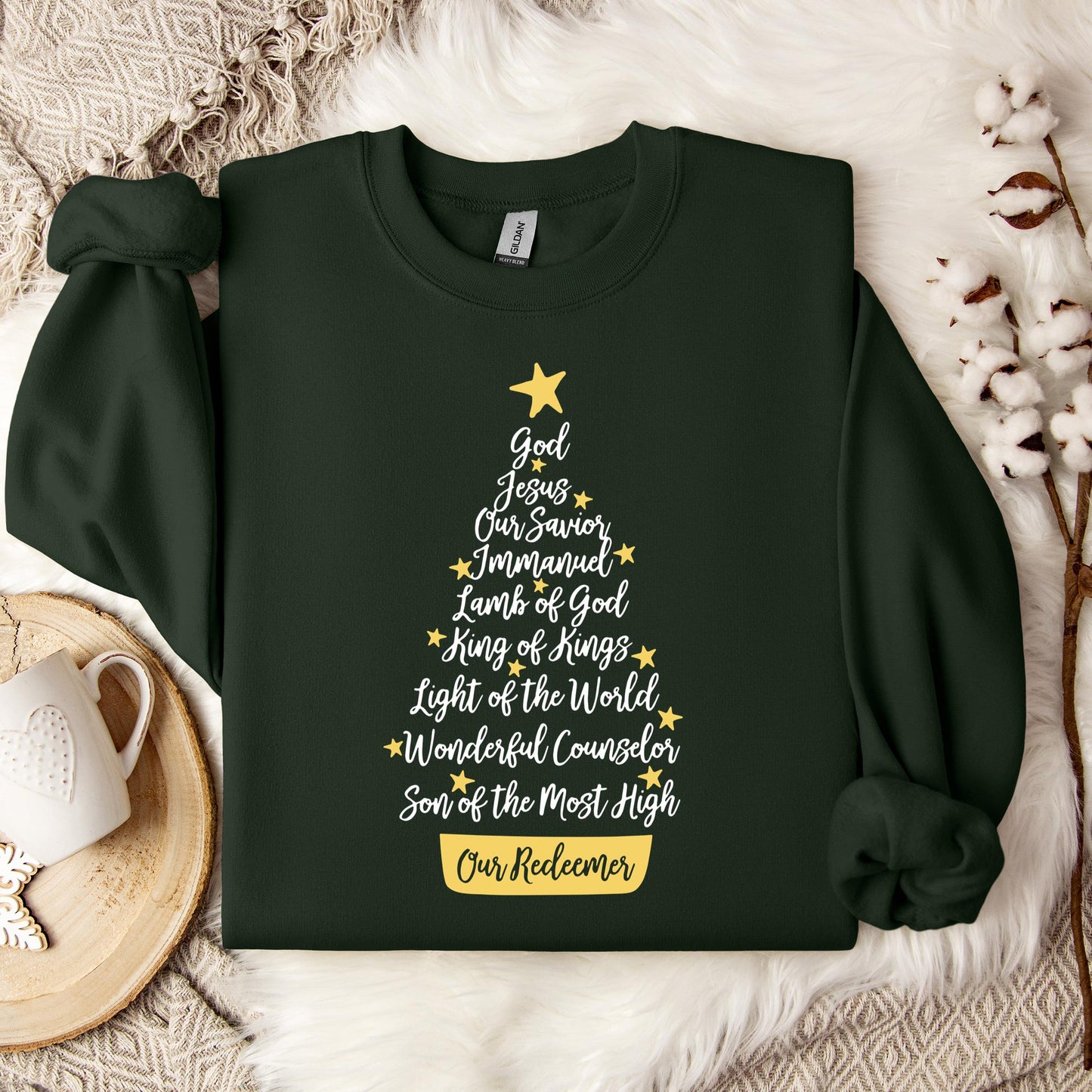 Name Of Jesus Christmas Tree Sweatshirt