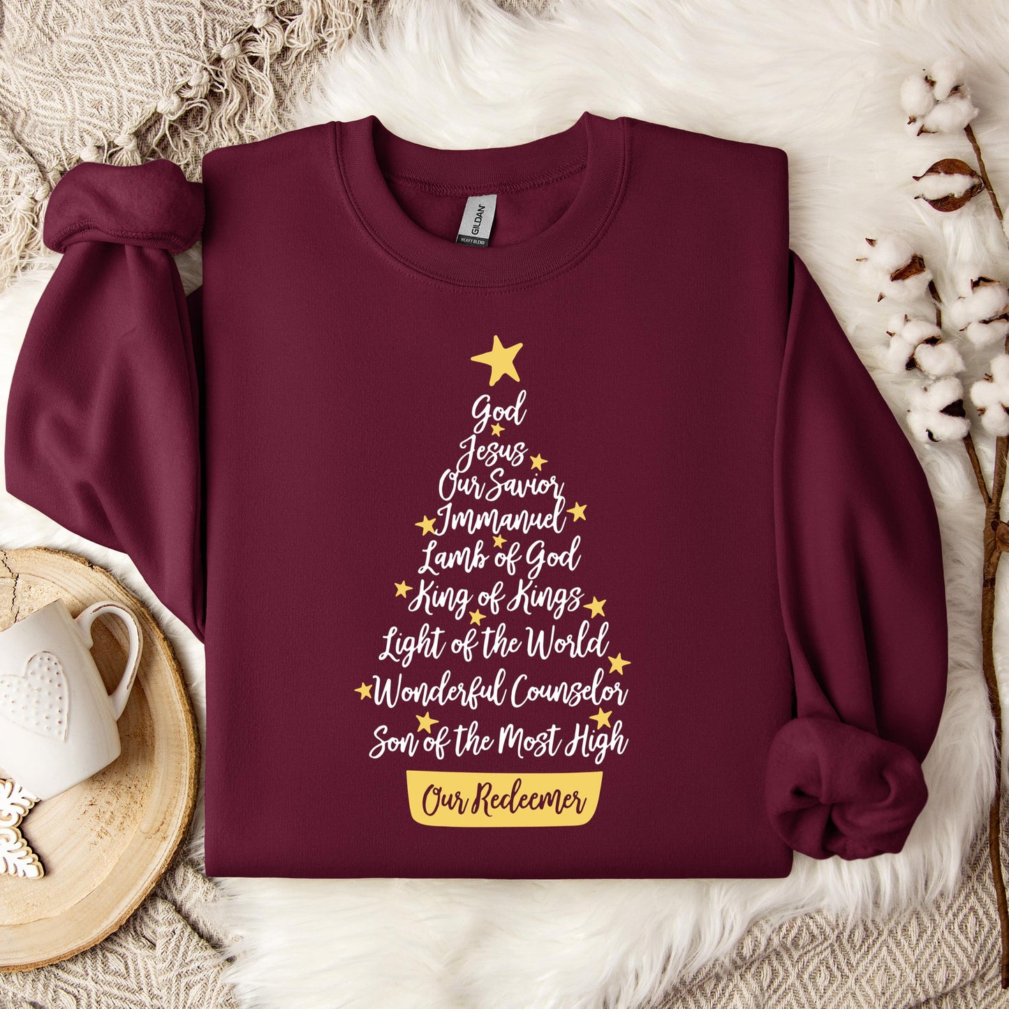 Name Of Jesus Christmas Tree Sweatshirt