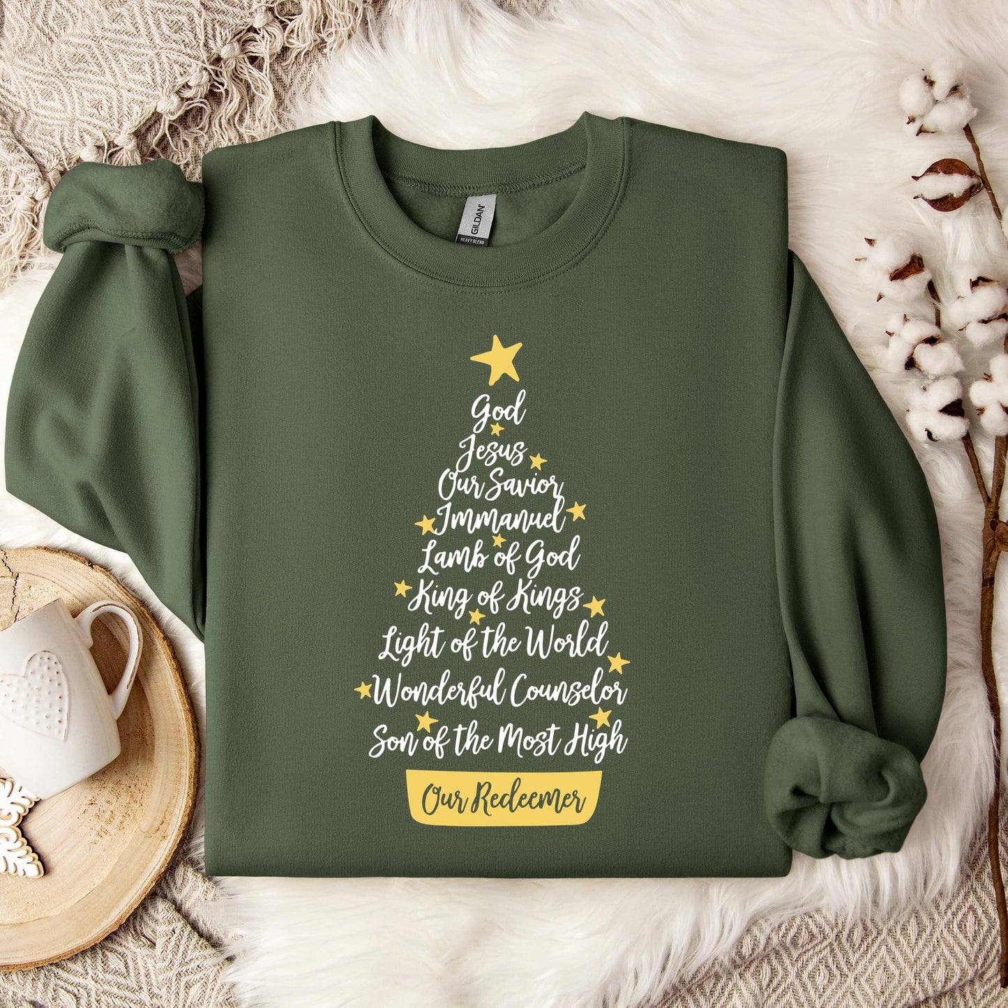 Name Of Jesus Christmas Tree Sweatshirt