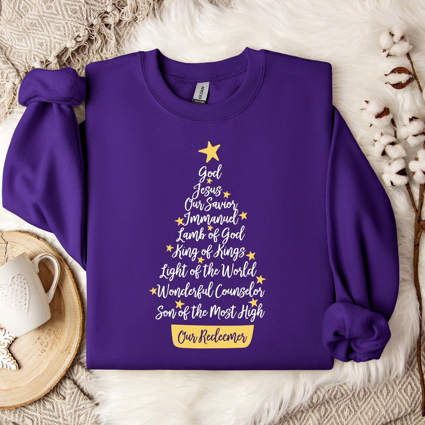 Name Of Jesus Christmas Tree Sweatshirt