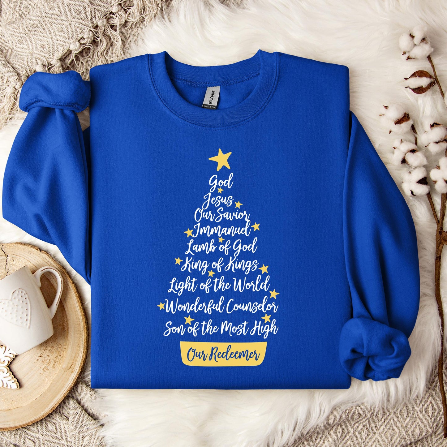 Name Of Jesus Christmas Tree Sweatshirt