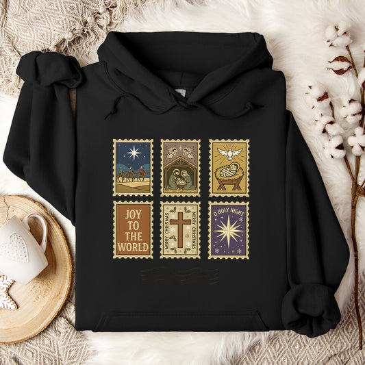 Nativity Christian Postage Stamp Hoodie