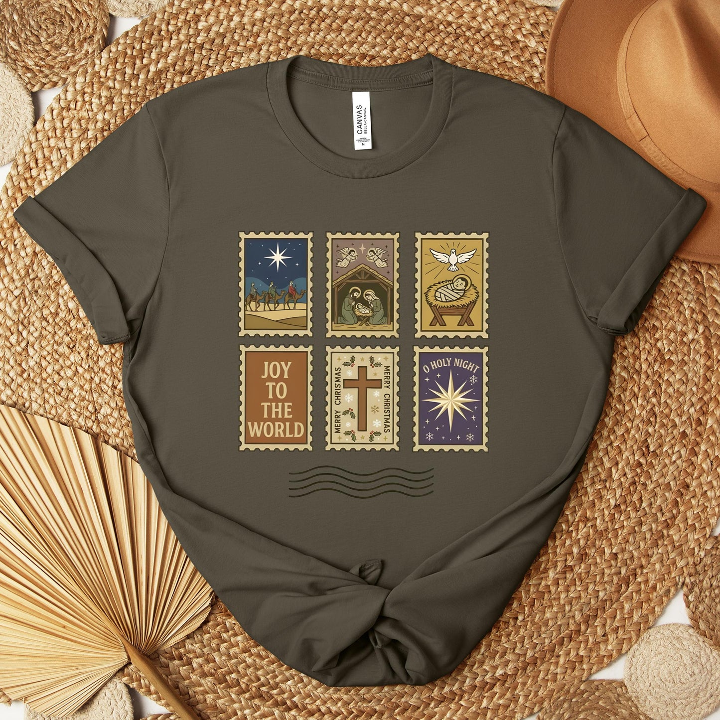 Nativity Christian Postage Stamp Premium T-shirt