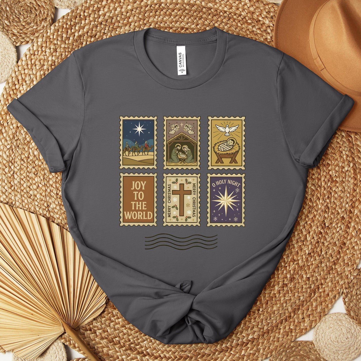 Nativity Christian Postage Stamp Premium T-shirt