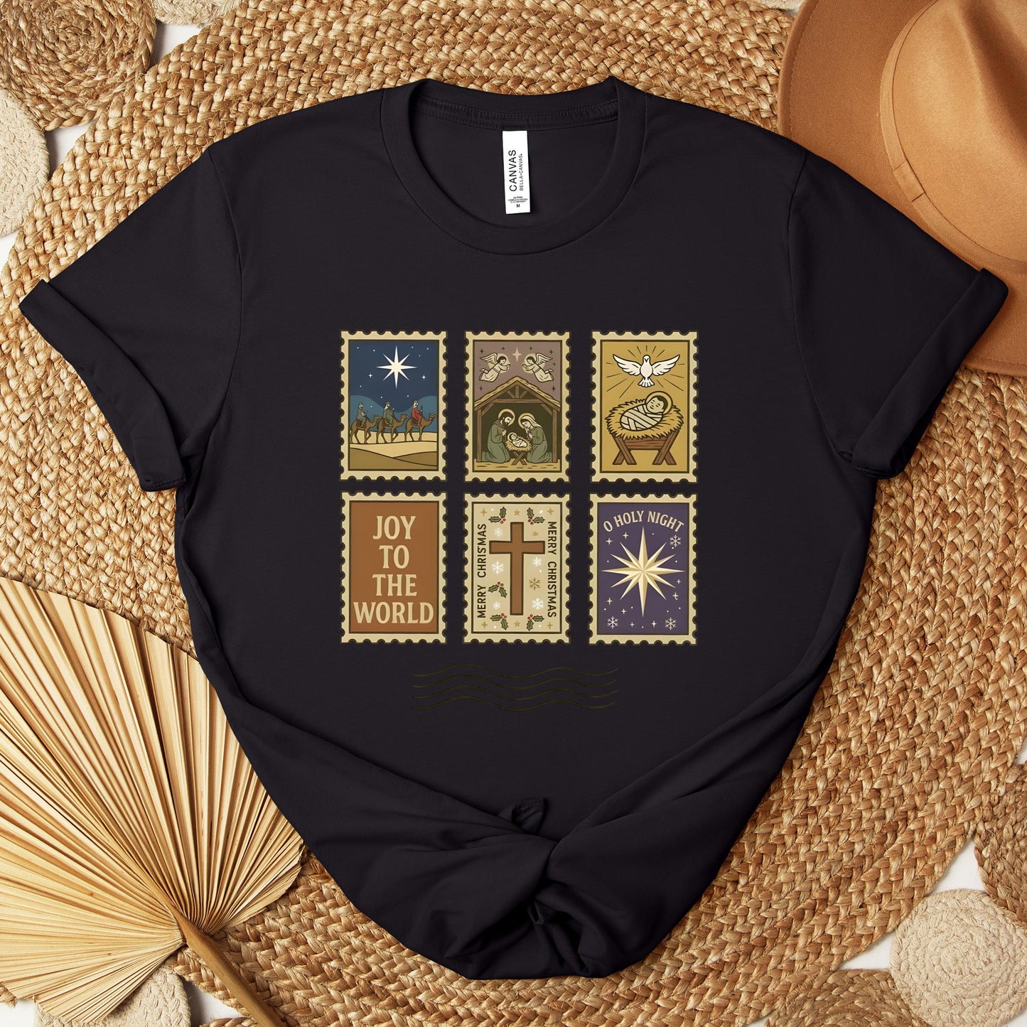 Nativity Christian Postage Stamp Premium T-shirt