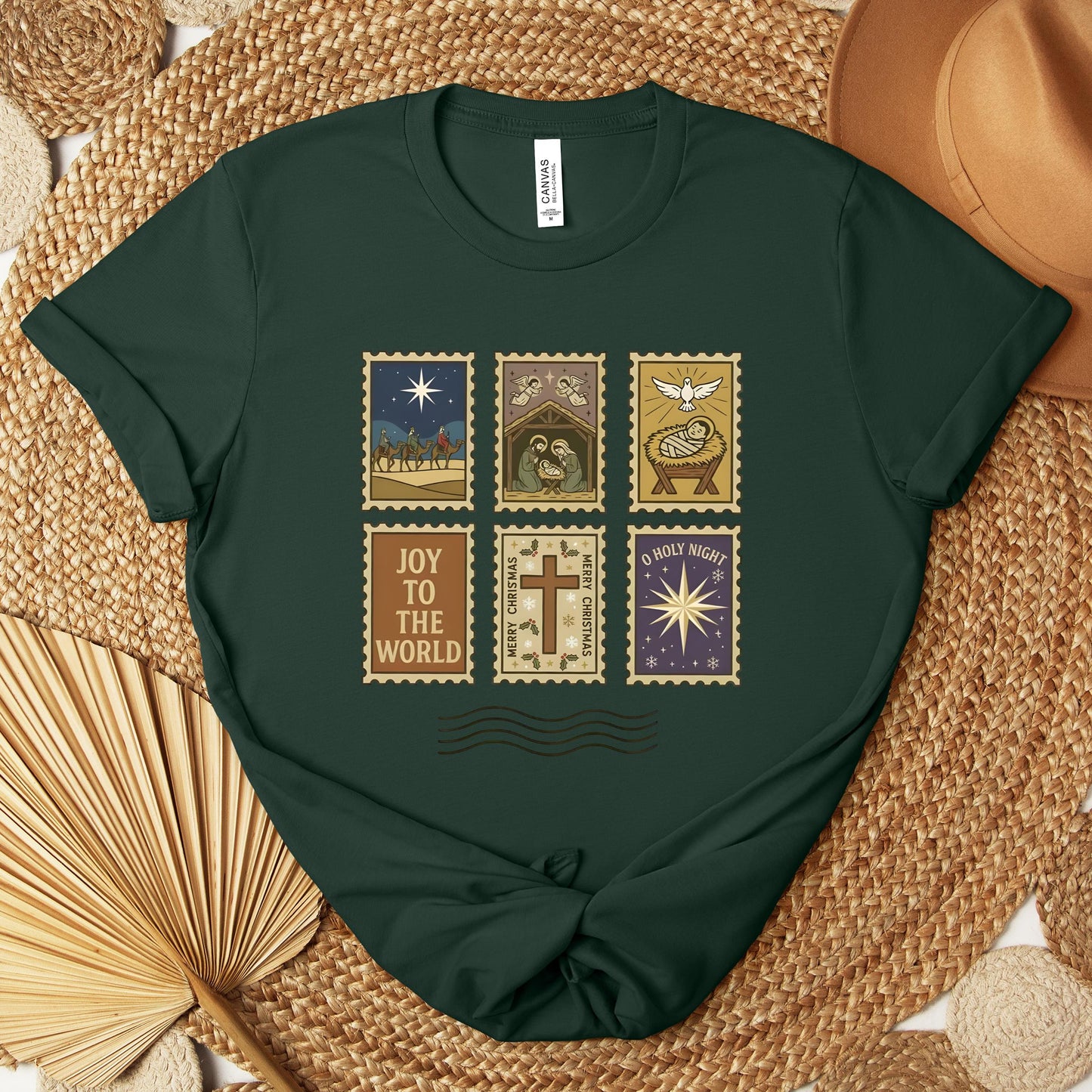 Nativity Christian Postage Stamp Premium T-shirt