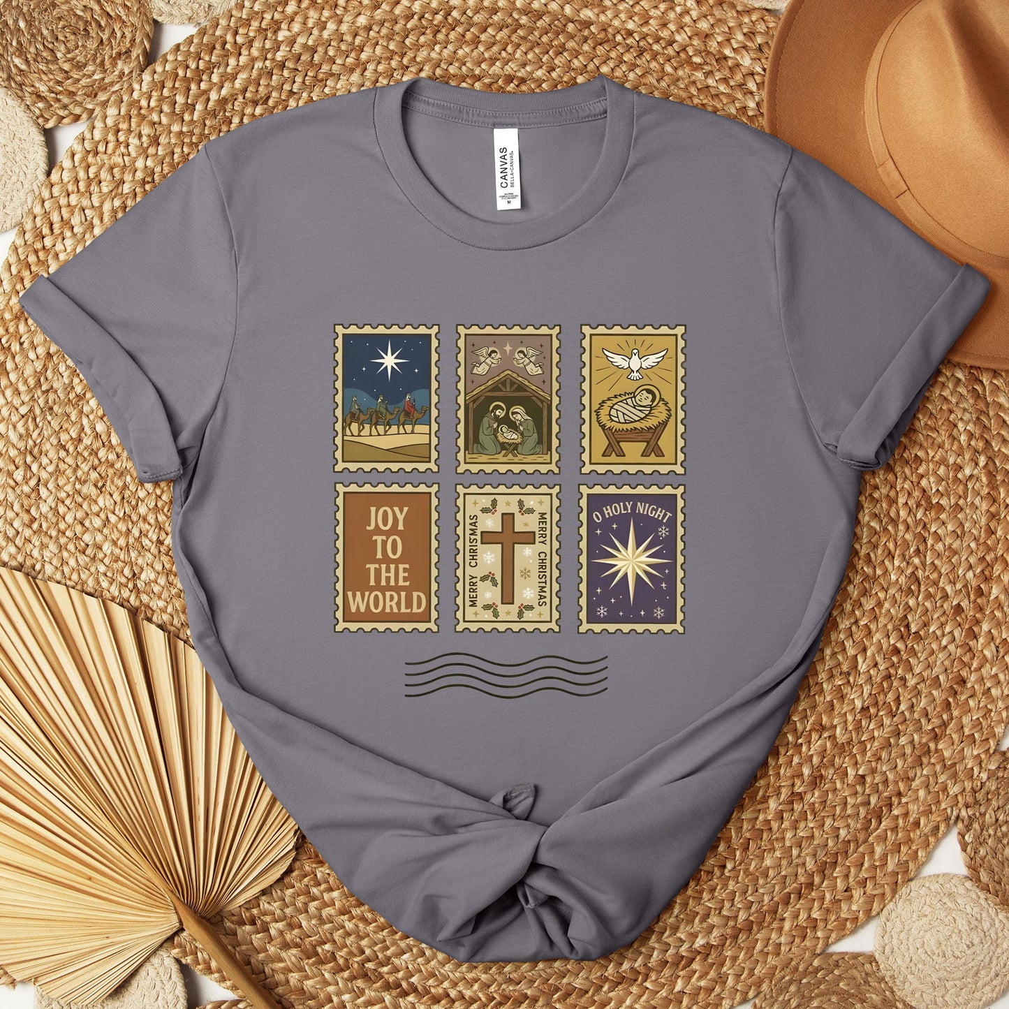 Nativity Christian Postage Stamp Premium T-shirt