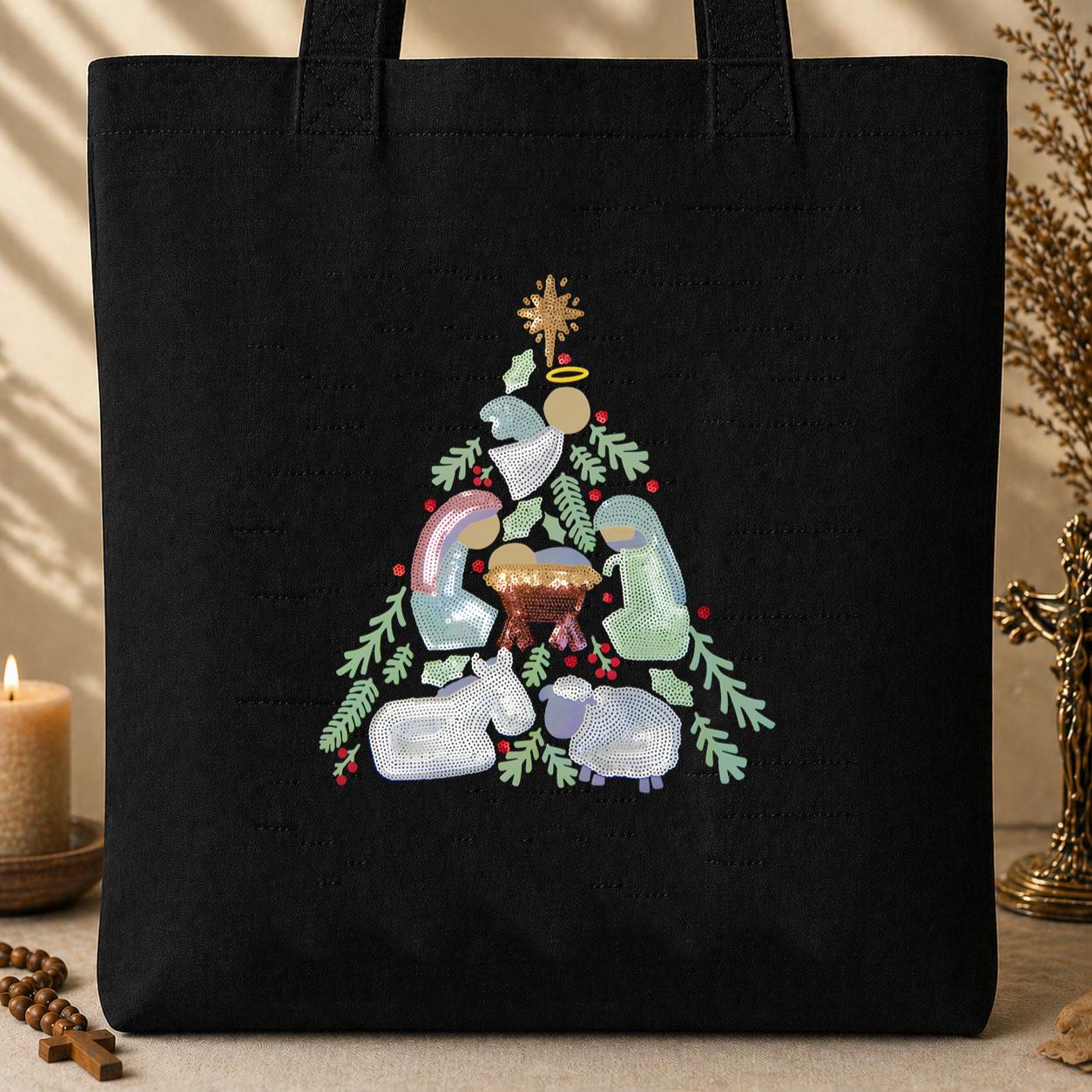 Nativity Tree Tote Bag